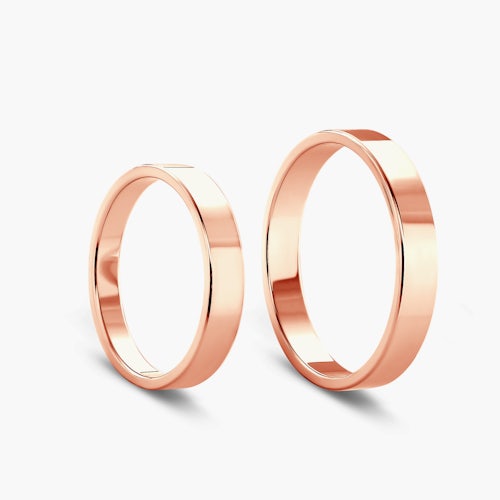 Obrączki ślubne: różowe złoto, płaskie, 4 mm